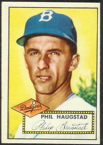1952 Topps #198 Phil Haugstad (Brooklyn Dodgers) Baseball cards value