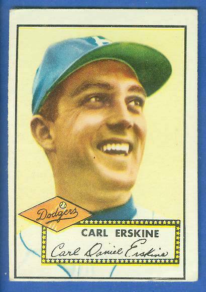 1952 Topps #250 Carl Erskine (Brooklyn Dodgers) Baseball cards value