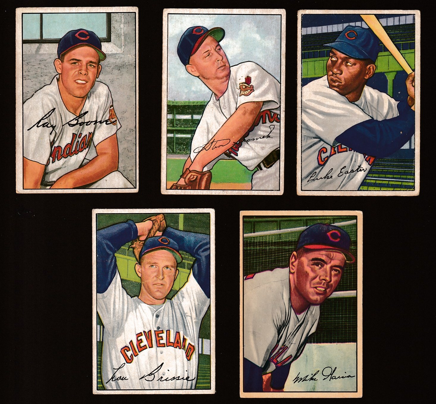 1952 Bowman  - INDIANS - Team Lot (5) Baseball cards value
