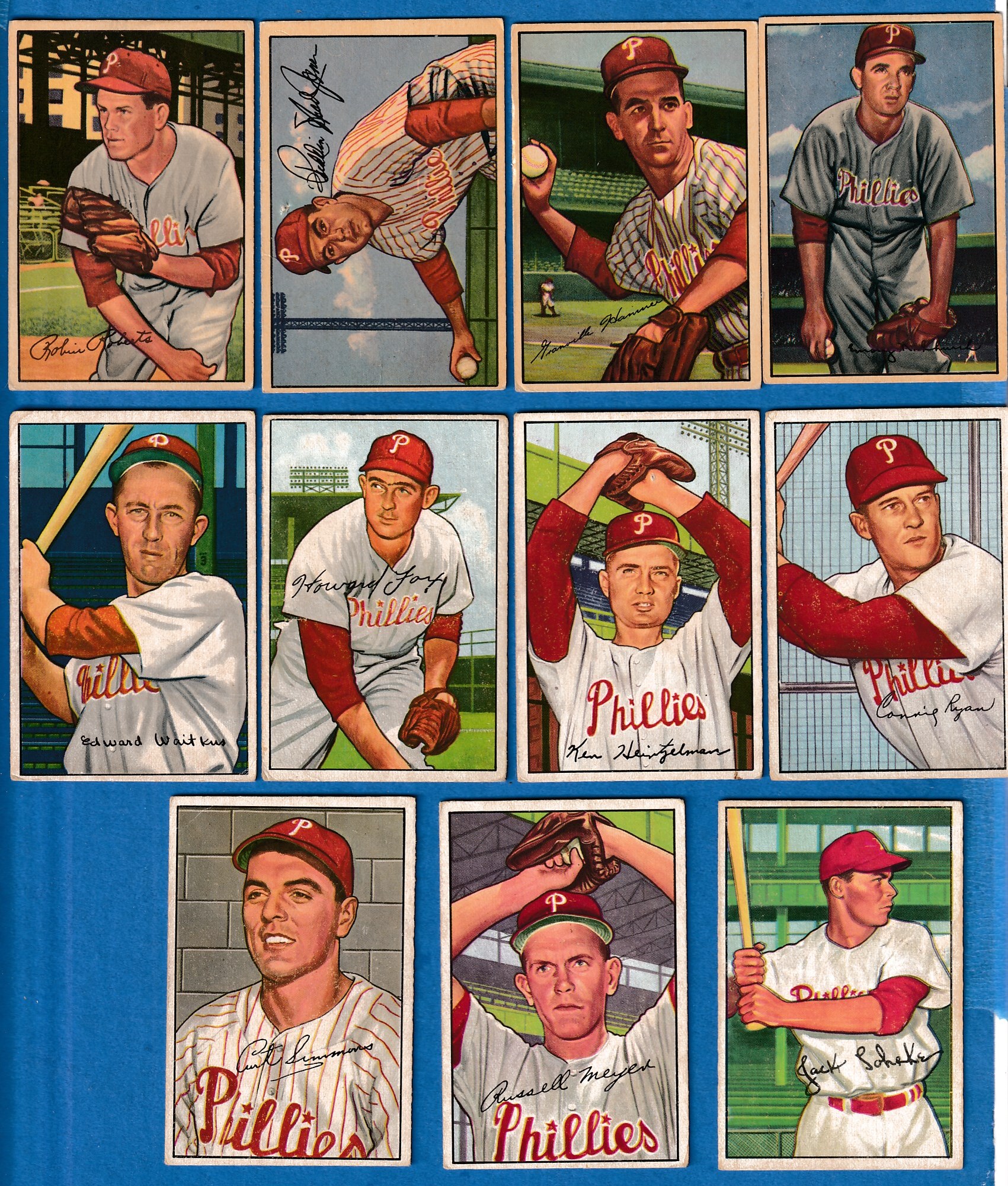 1952 Bowman  - PHILLIES - Starter Team Set/Lot (10) Baseball cards value