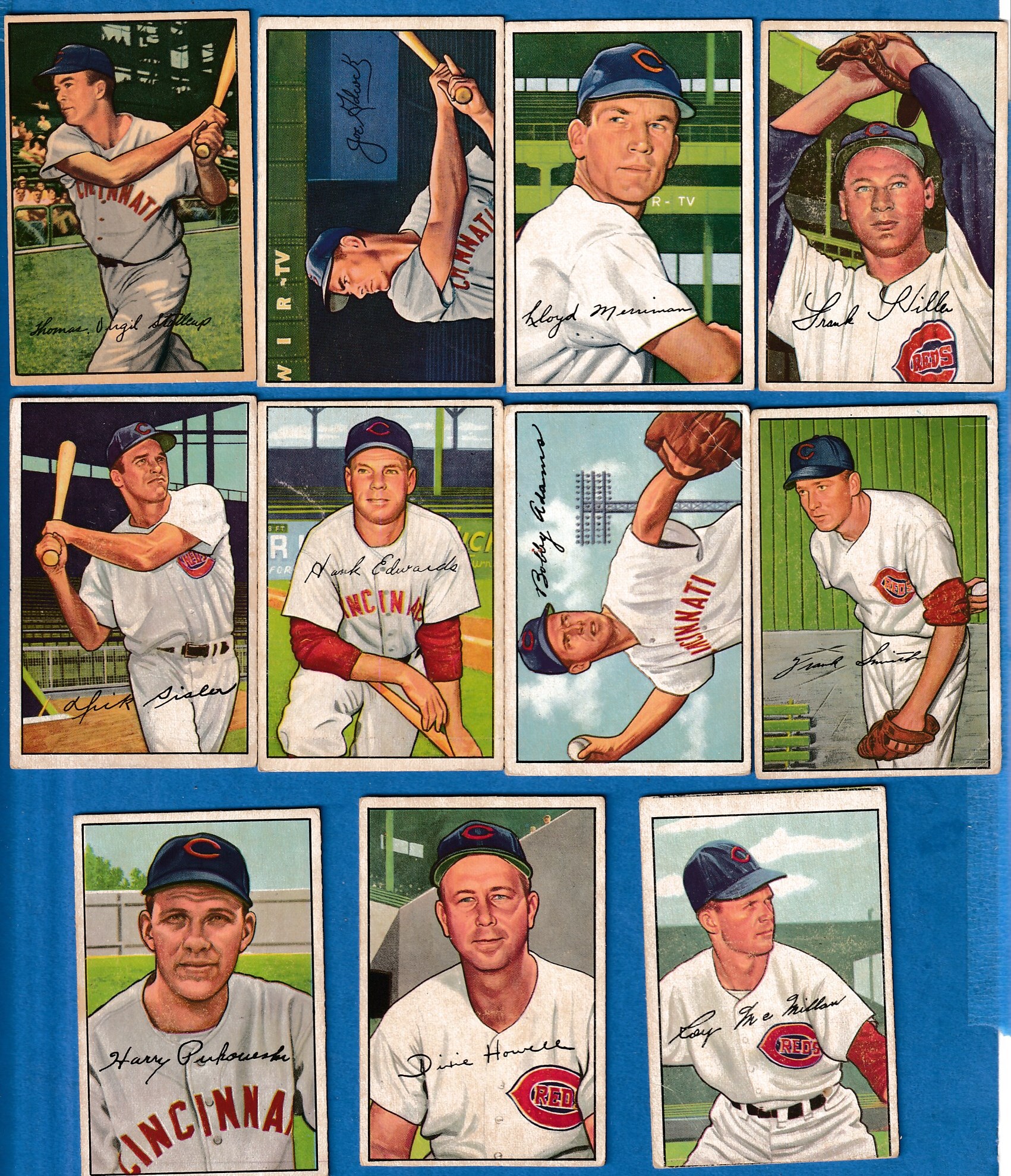 1952 Bowman  - REDS - Starter Team Set/Lot (11) Baseball cards value
