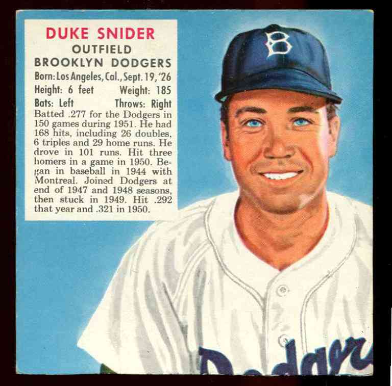 1952 Red Man #NL21 Duke Snider (Dodgers) Baseball cards value