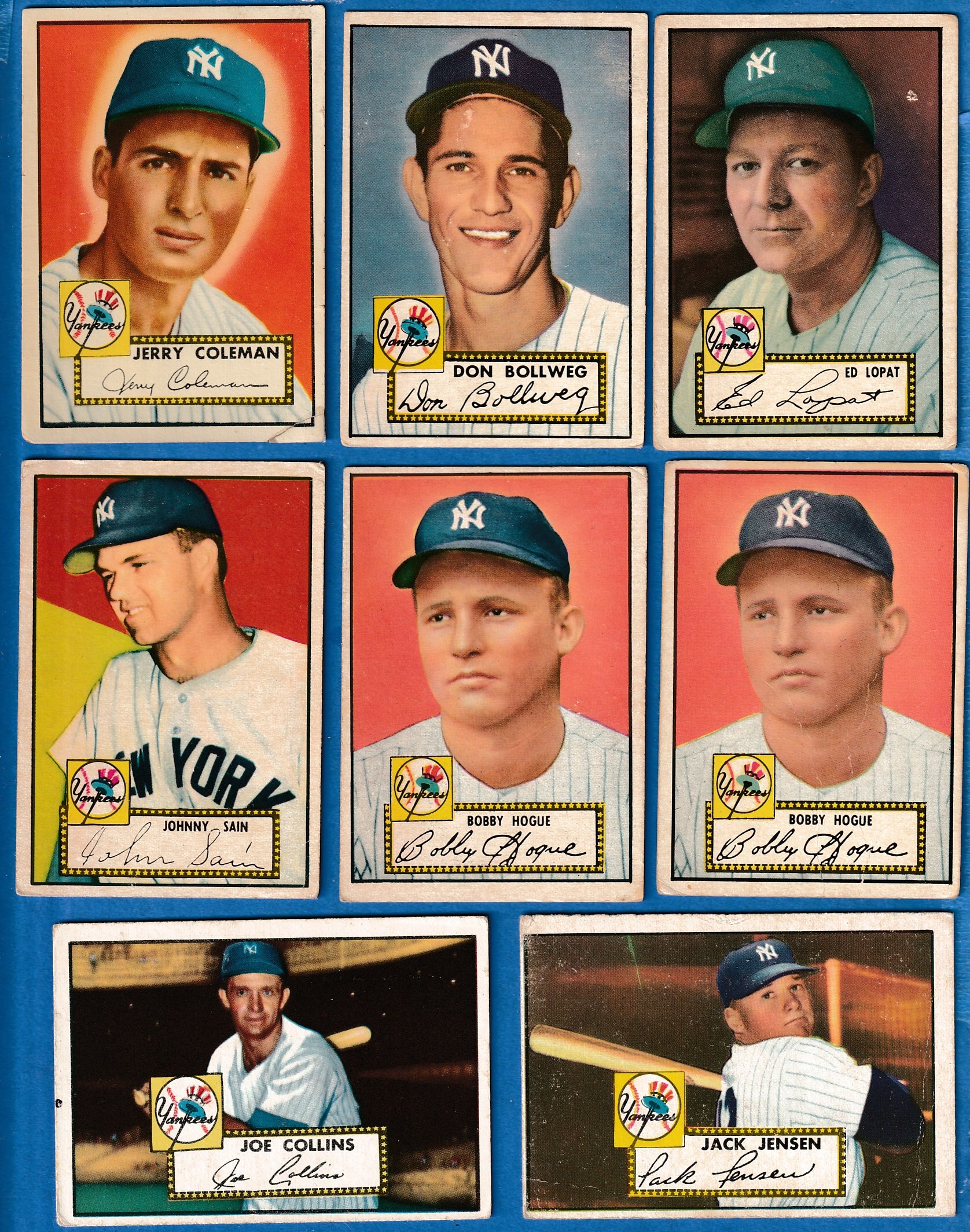 1952 Topps  - YANKEES - Starter Team Set/Lot (8 different) Baseball cards value