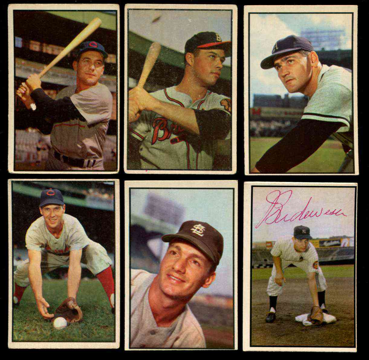 1953 Bowman Color # 97 Eddie Mathews (Braves) Baseball cards value