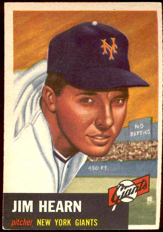 1953 Topps # 38 Jim Hearn (NY Giants) Baseball cards value