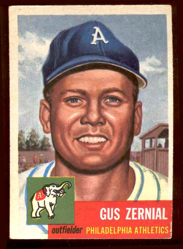 1953 Topps # 42 Gus Zernial (Philadelphia A's) Baseball cards value