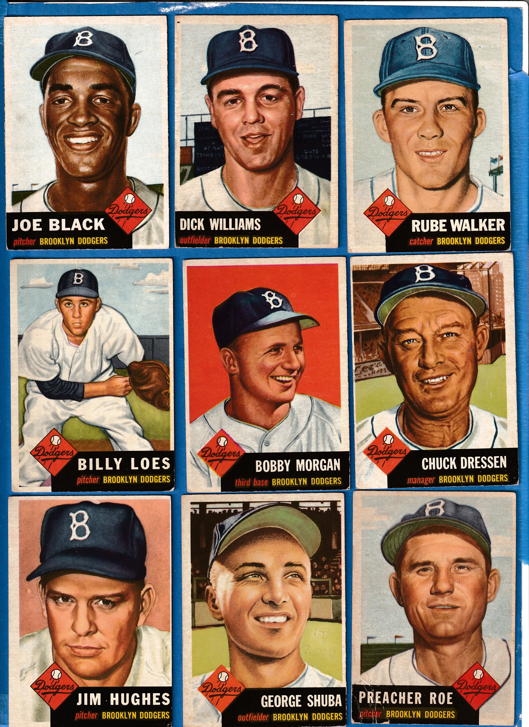 1953 Topps  - DODGERS - Starter Team Set (9 different) Baseball cards value