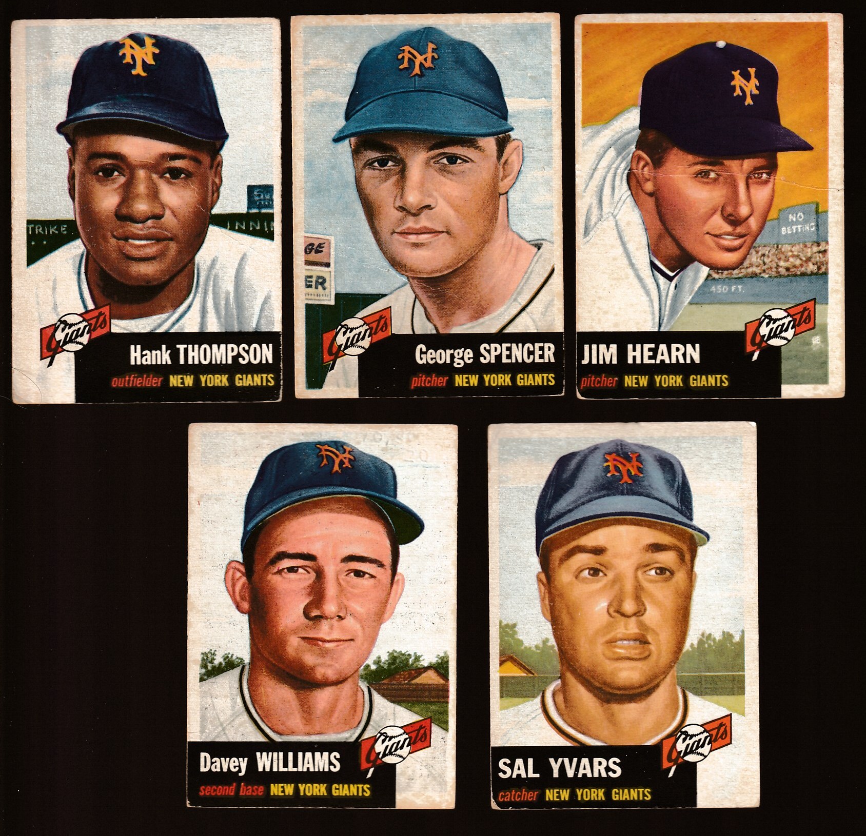 1953 Topps  - GIANTS - Team Lot (5 different) Baseball cards value