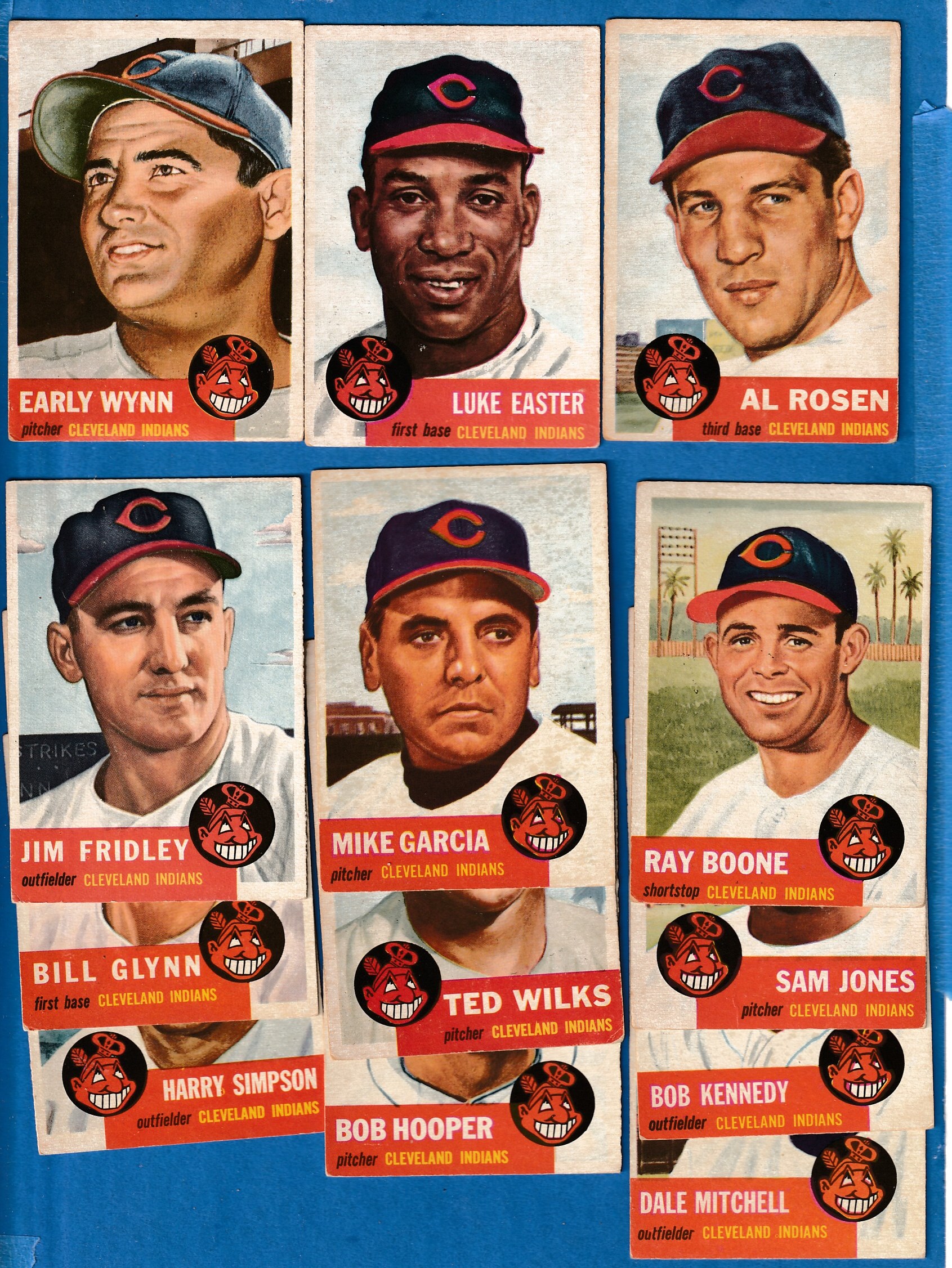 1953 Topps  - INDIANS - Starter Team Set (12 different) Baseball cards value