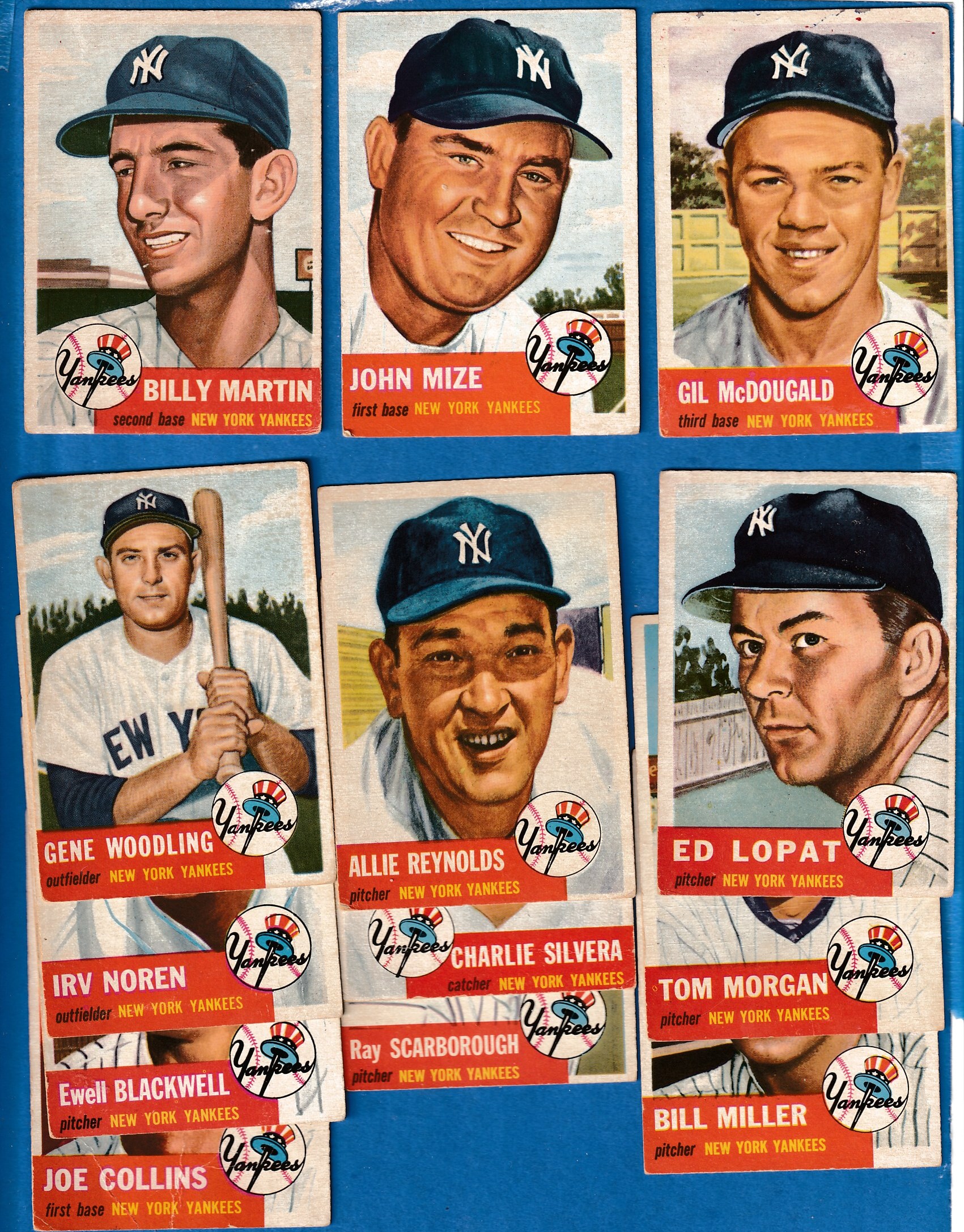 1953 Topps  - YANKEES - Starter Team Set (13 different) Baseball cards value