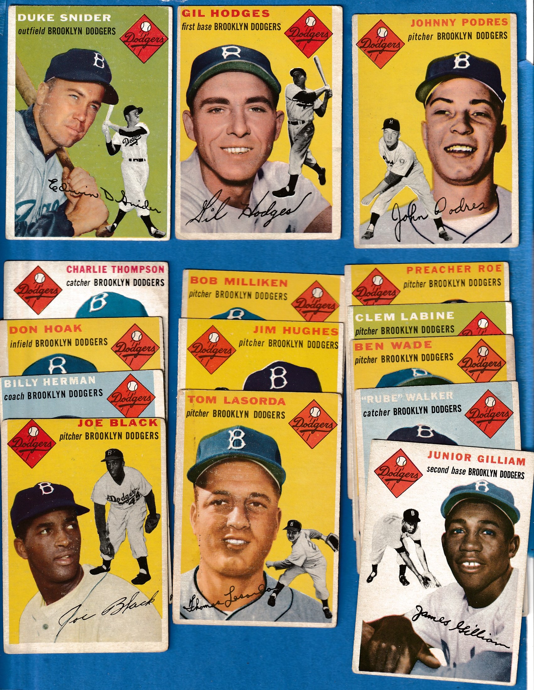  Brooklyn Dodgers - 1954 Topps Near Complete TEAM SET (15/16 cards) Baseball cards value