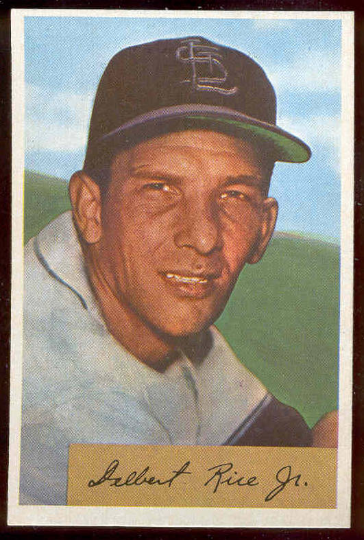 1954 Bowman # 30 Delbert Rice Jr. (Cardinals) Baseball cards value
