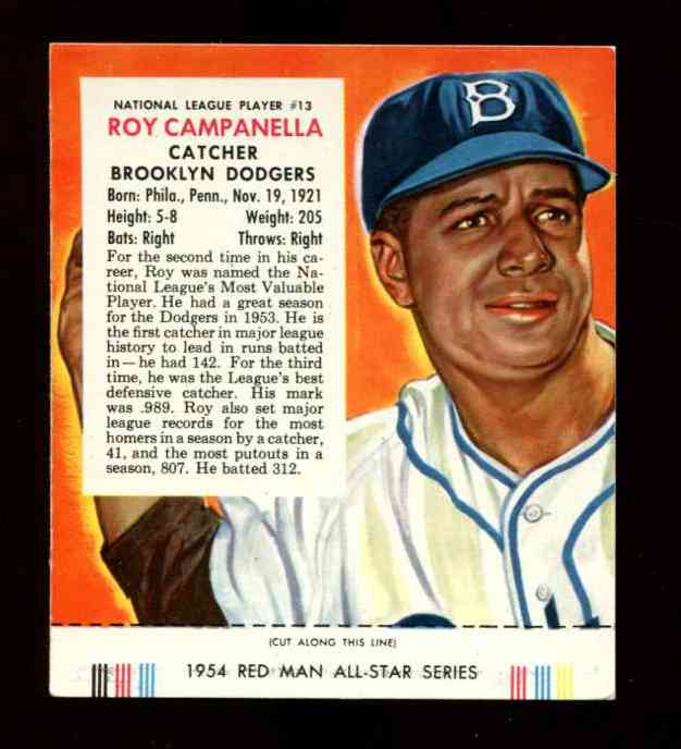 1954 Red Man w/TAB #NL13 Roy Campanella (Dodgers) Baseball cards value