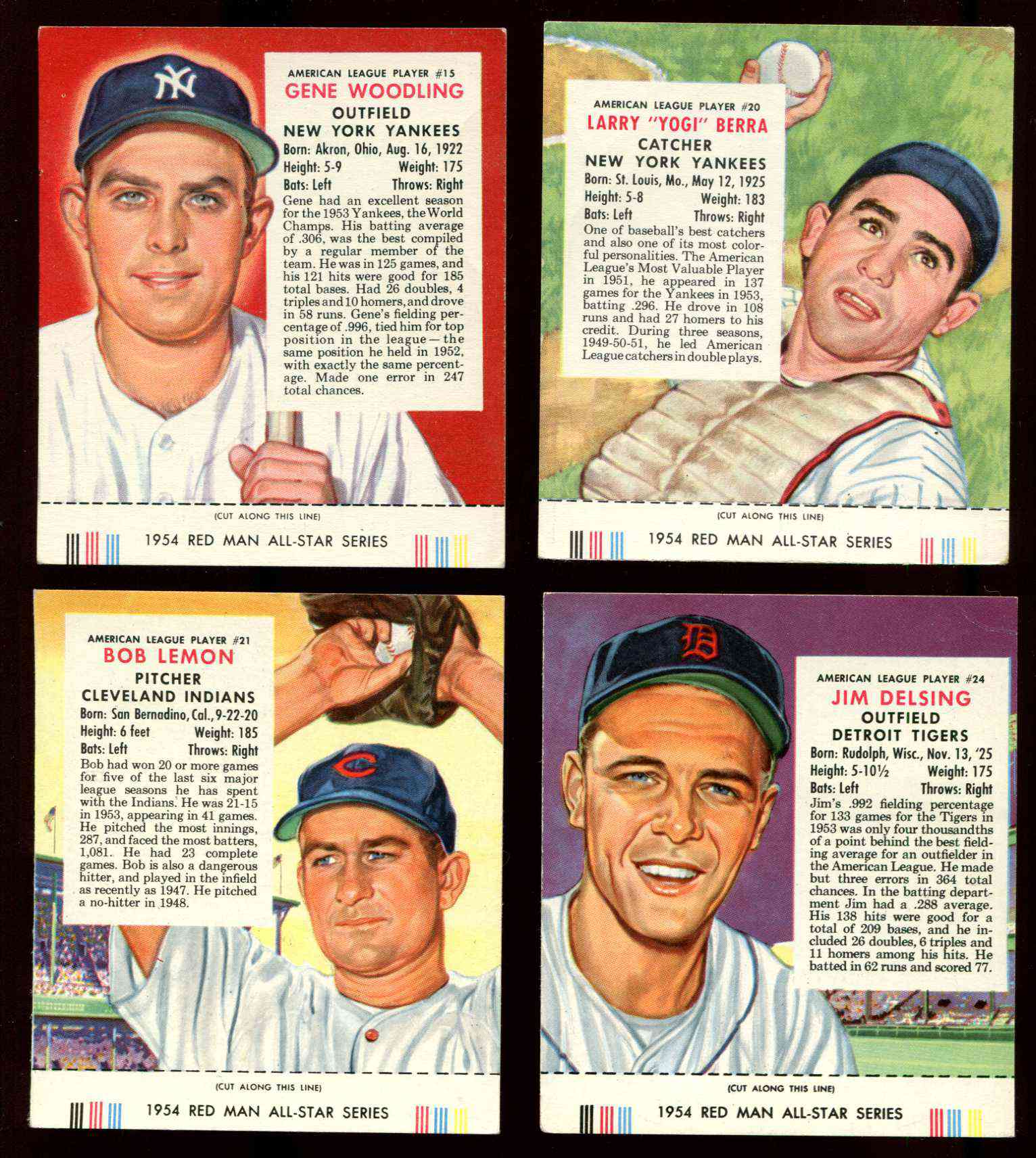 1954 Red Man w/TAB #AL21 Bob Lemon [#x] (Indians) Baseball cards value