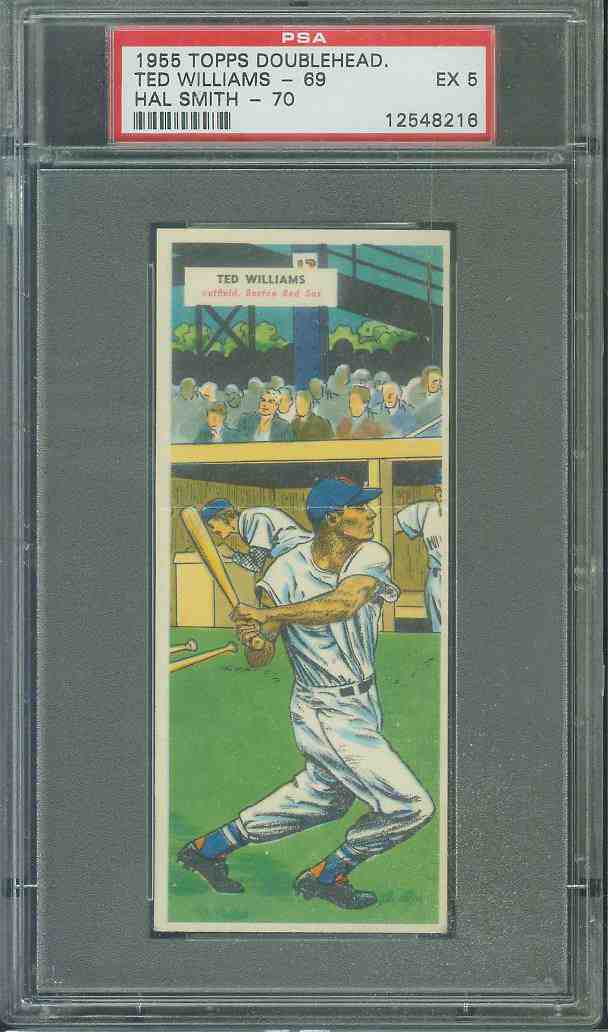 1955 Topps DoubleHeader #.69 TED WILLIAMS / #70 Hal Smith MGR Baseball cards value