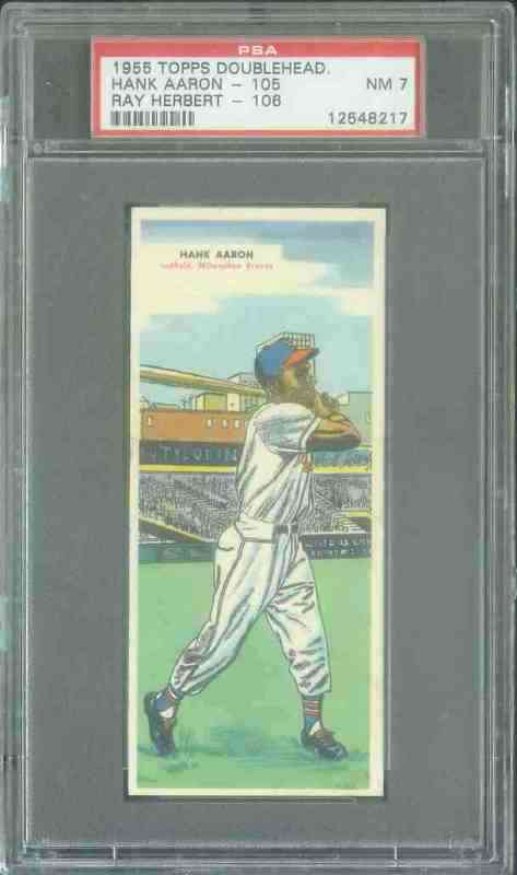 1955 Topps DoubleHeader #105 HANK AARON / #106 Ray Herbert Baseball cards value