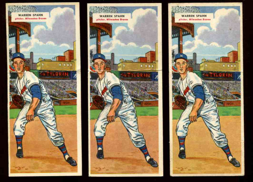 1955 Topps DoubleHeader #127 WARREN SPAHN / #128 Tom Brewer Baseball cards value