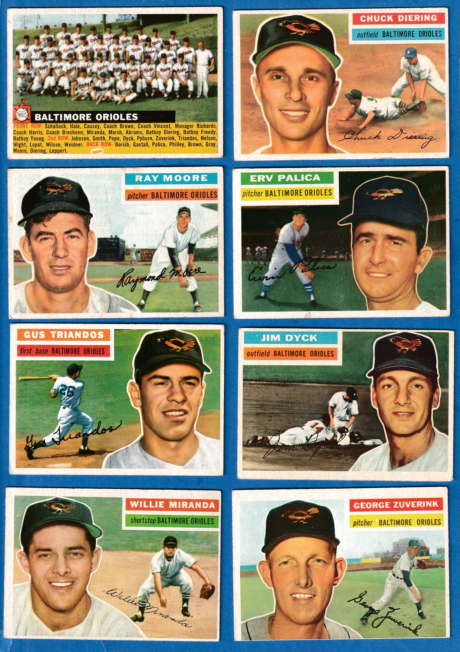 1956 Topps  - ORIOLES - Starter Team Set/Lot (12 different) Baseball cards value