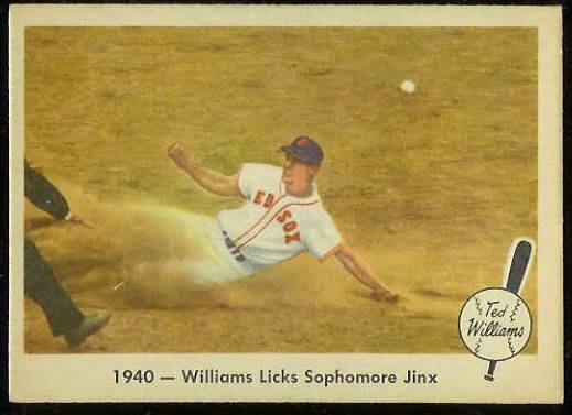 1959 Fleer Ted Williams #15 '1940 - Licks Sophomore Jinx' [#b] (Red Sox) Baseball cards value