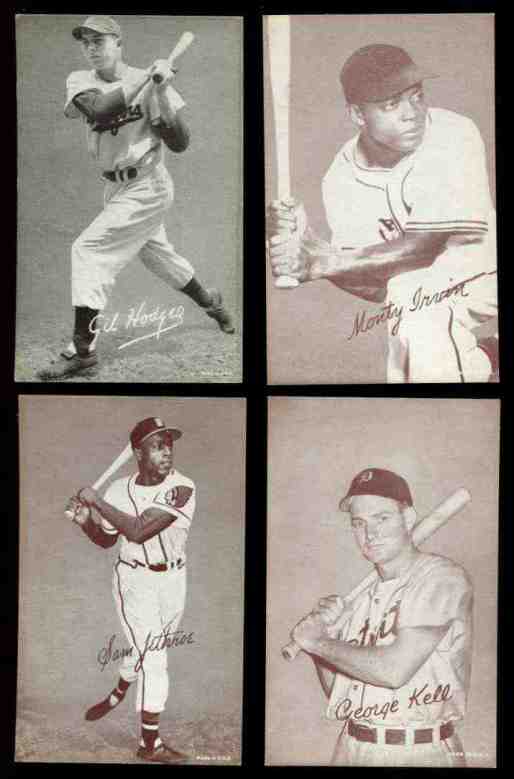 1947-66 Exhibits #129 Gil Hodges (B on cap) (Sepia) (Dodgers) Baseball cards value