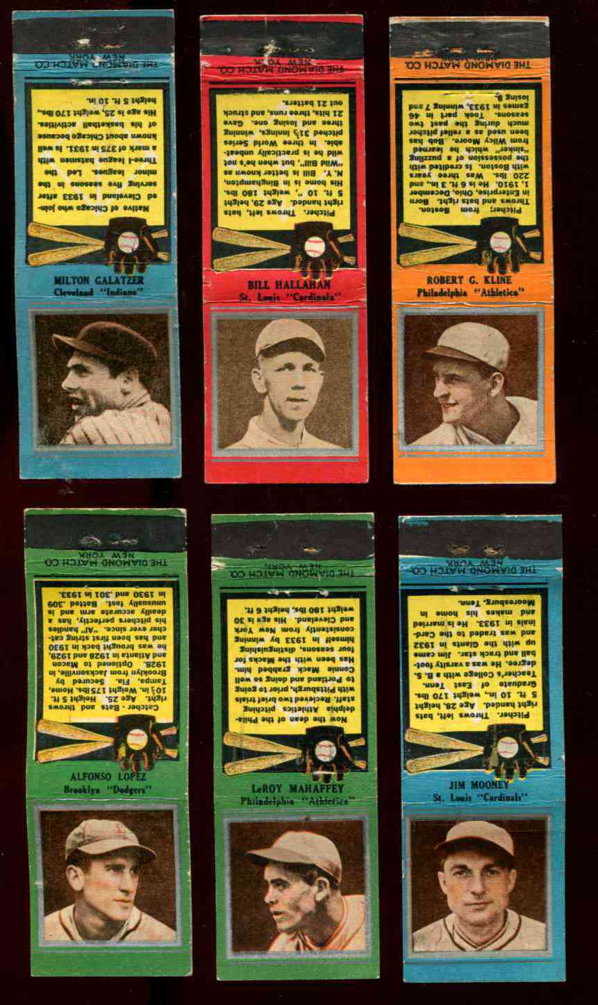 1934 Diamond Matchbooks 'Silver Border' #116 Al Lopez GREEN (Dodgers) Baseball cards value