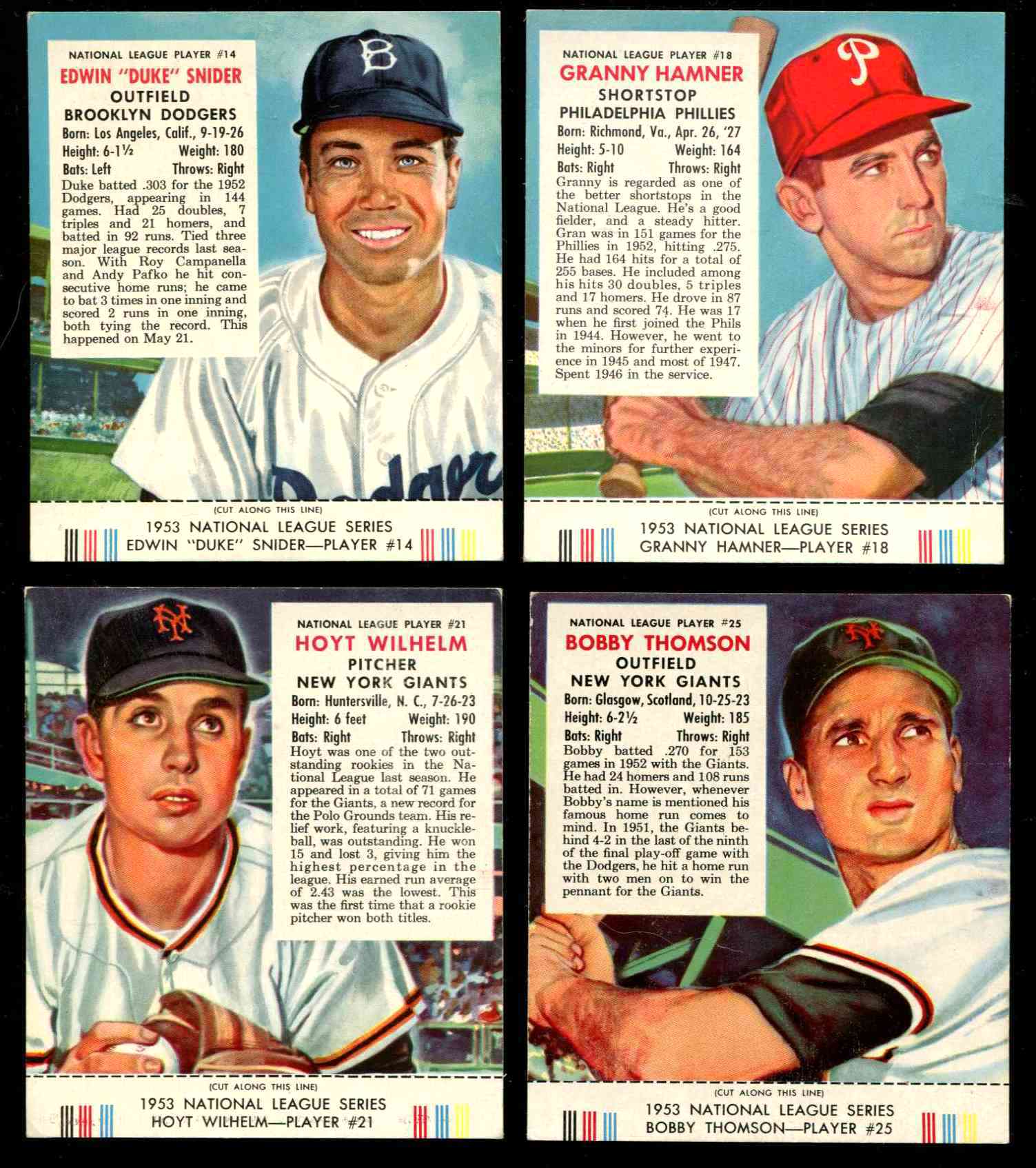 1953 Red Man w/TAB #NL25 Bobby Thomson [#x] (Giants) Baseball cards value
