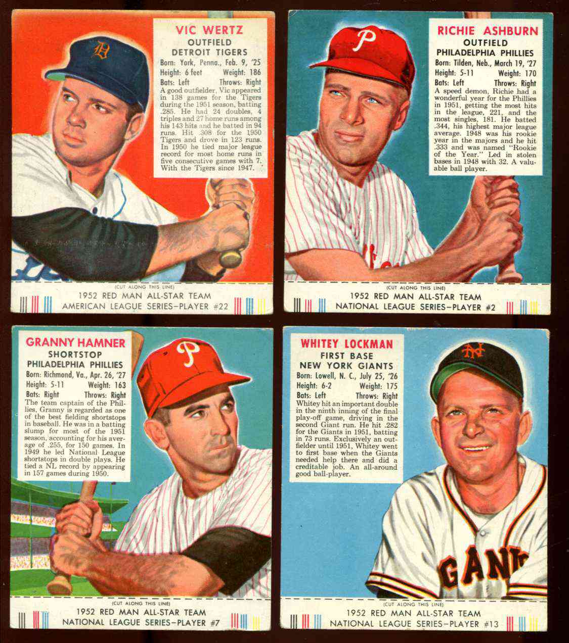 1952 Red Man w/TAB #NL.2 Richie Ashburn [#x] (Phillies) Baseball cards value