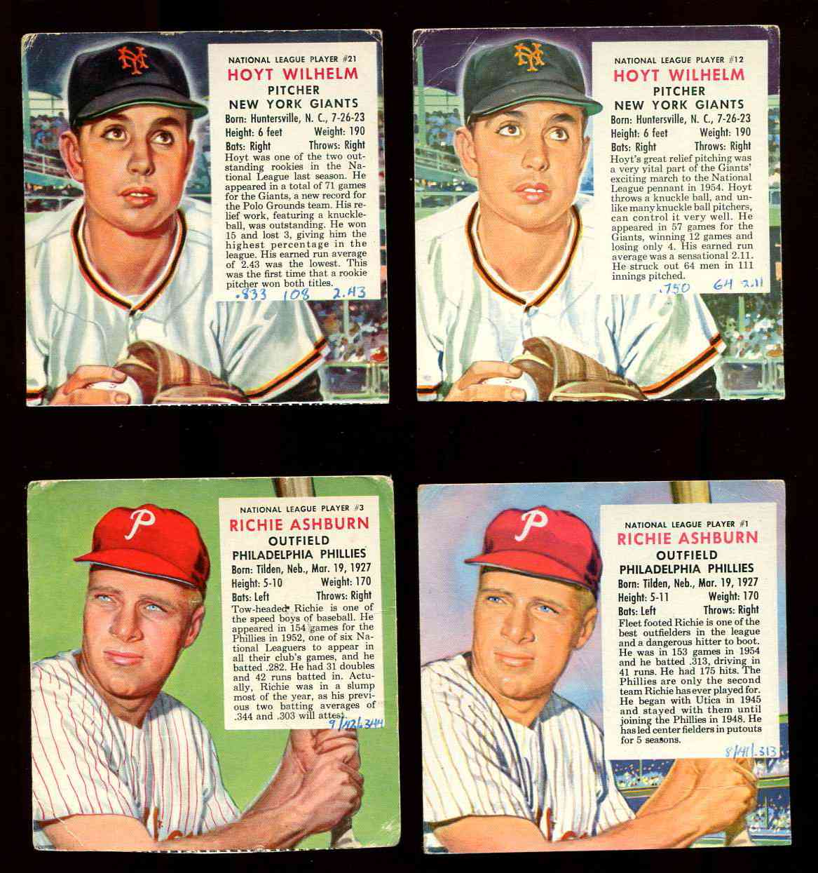  1953+1955 Red Man - Richie Ashburn - Lot of (2) [#y] (Phillies) Baseball cards value