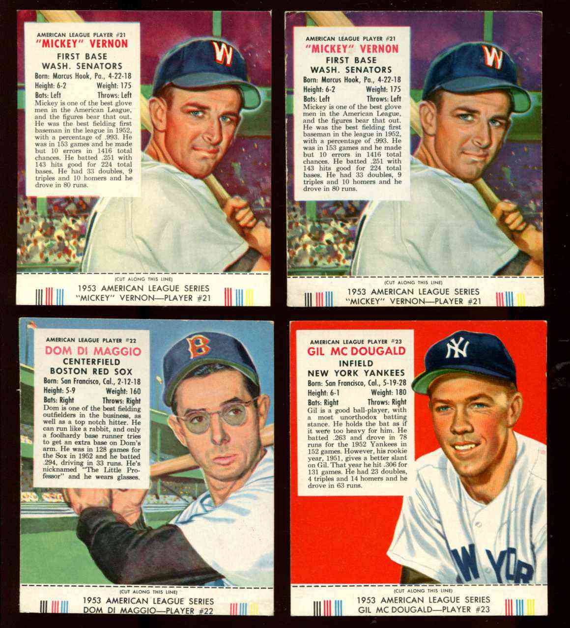 1953 Red Man w/TAB #AL21 Mickey Vernon (Senators) Baseball cards value