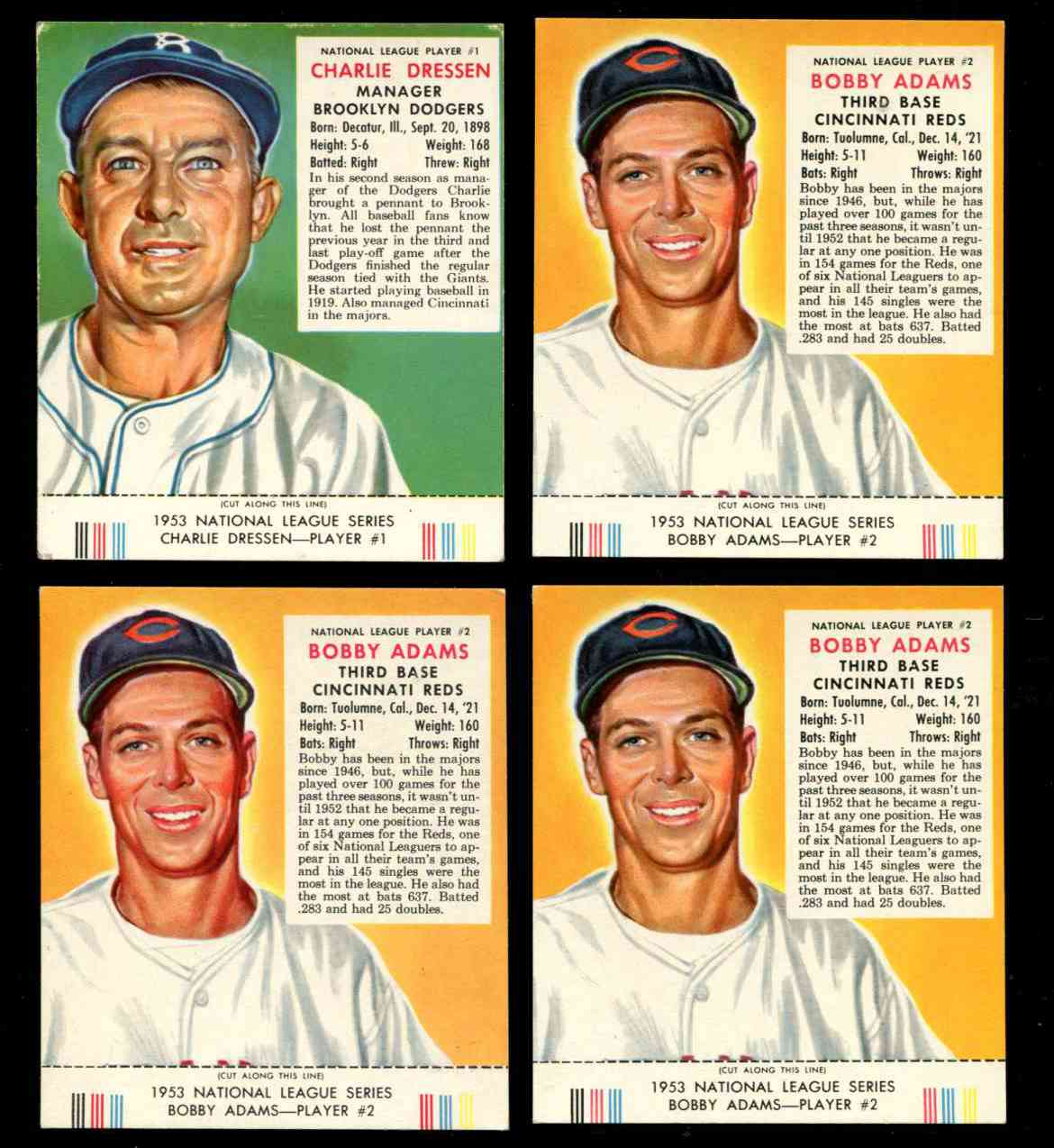 1953 Red Man w/TAB #NL.1 Charlie Dressen MGR [#x] (Dodgers) Baseball cards value