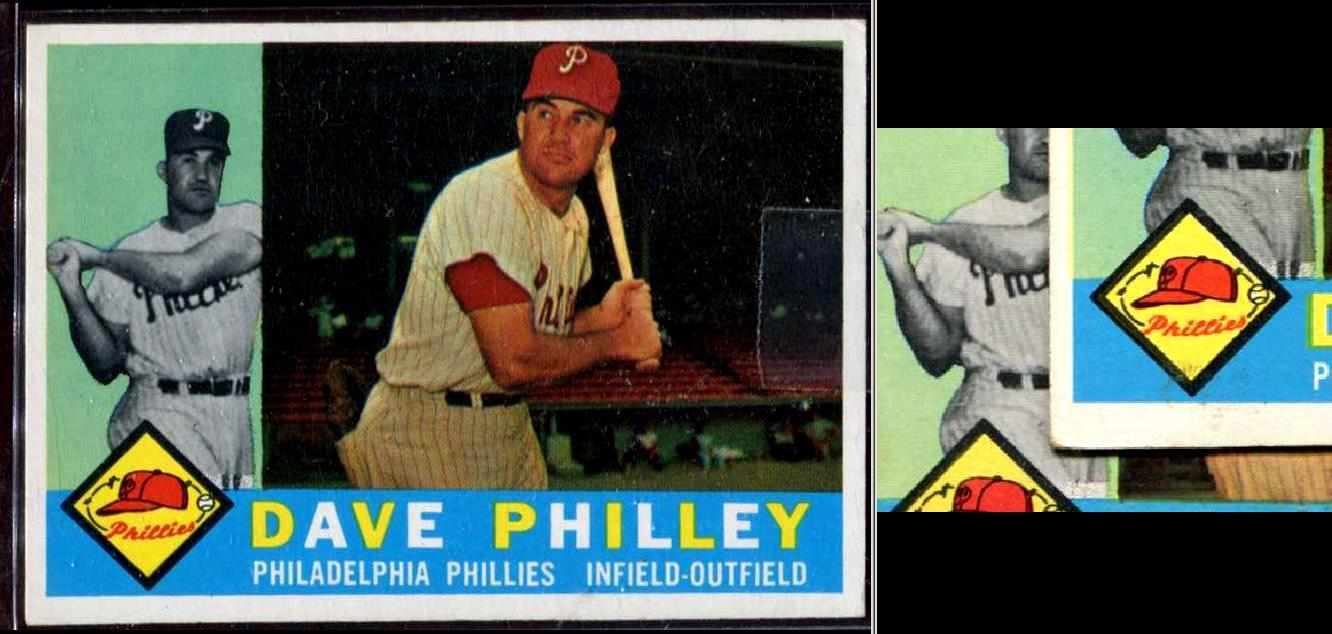 1960 Topps # 52 Dave Philley [VAR:2 thick lines in white box][#] (Phillies) Baseball cards value