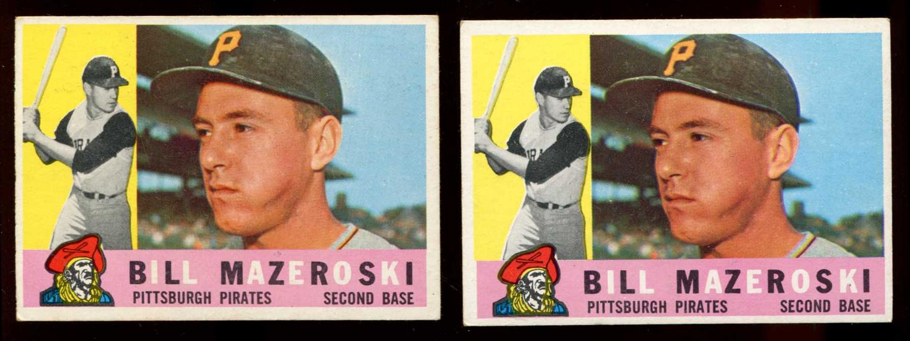 1960 Topps # 55 Bill Mazeroski [#] (Pirates) Baseball cards value