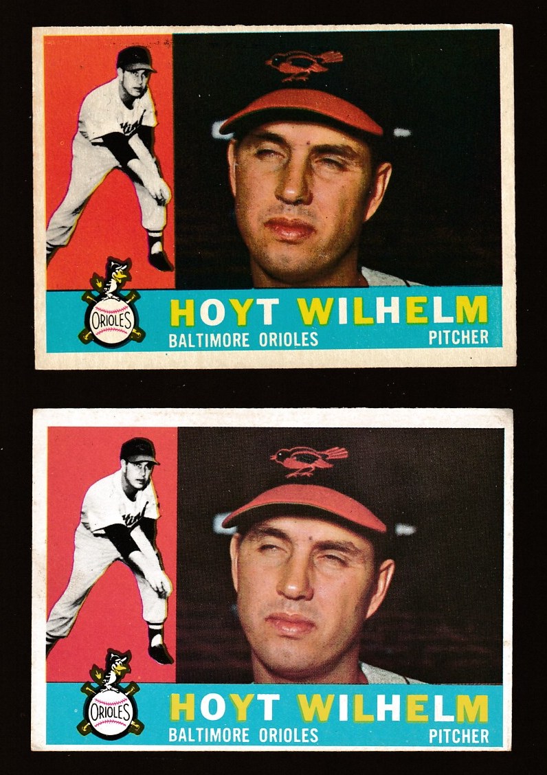1960 Topps #395 Hoyt Wilhelm [VAR:Gray Back] [#] (Orioles) Baseball cards value