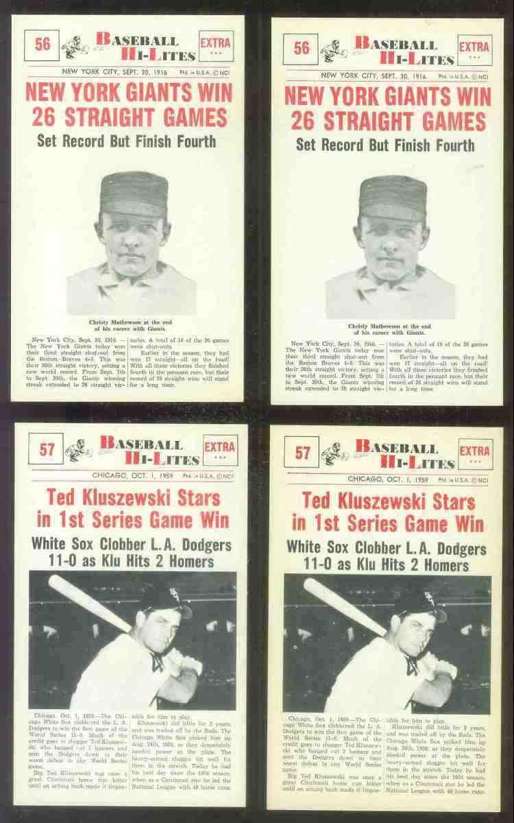 1960 Nu-Card Hi-Lites #56 Christy Mathewson - 'Giants Win 26 Straight Games Baseball cards value