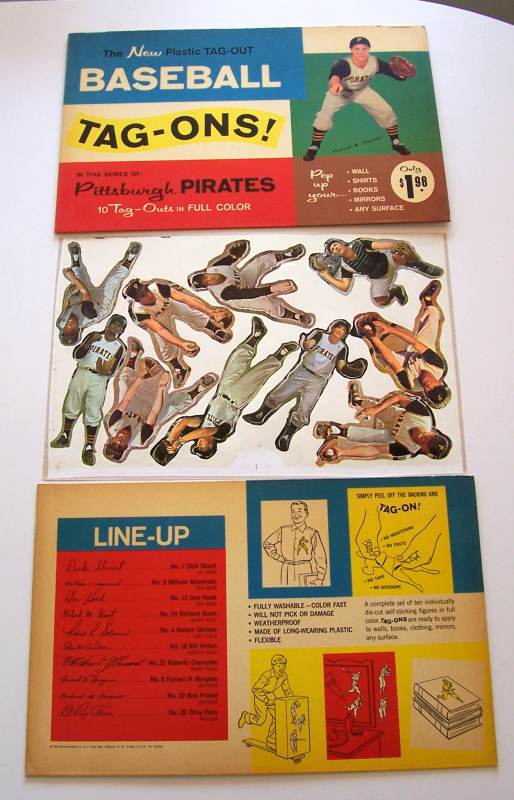 1960 Pirates Tag-Ons  - COMPLETE SHEET in ORIGINAL PACKAGING !!! Baseball cards value