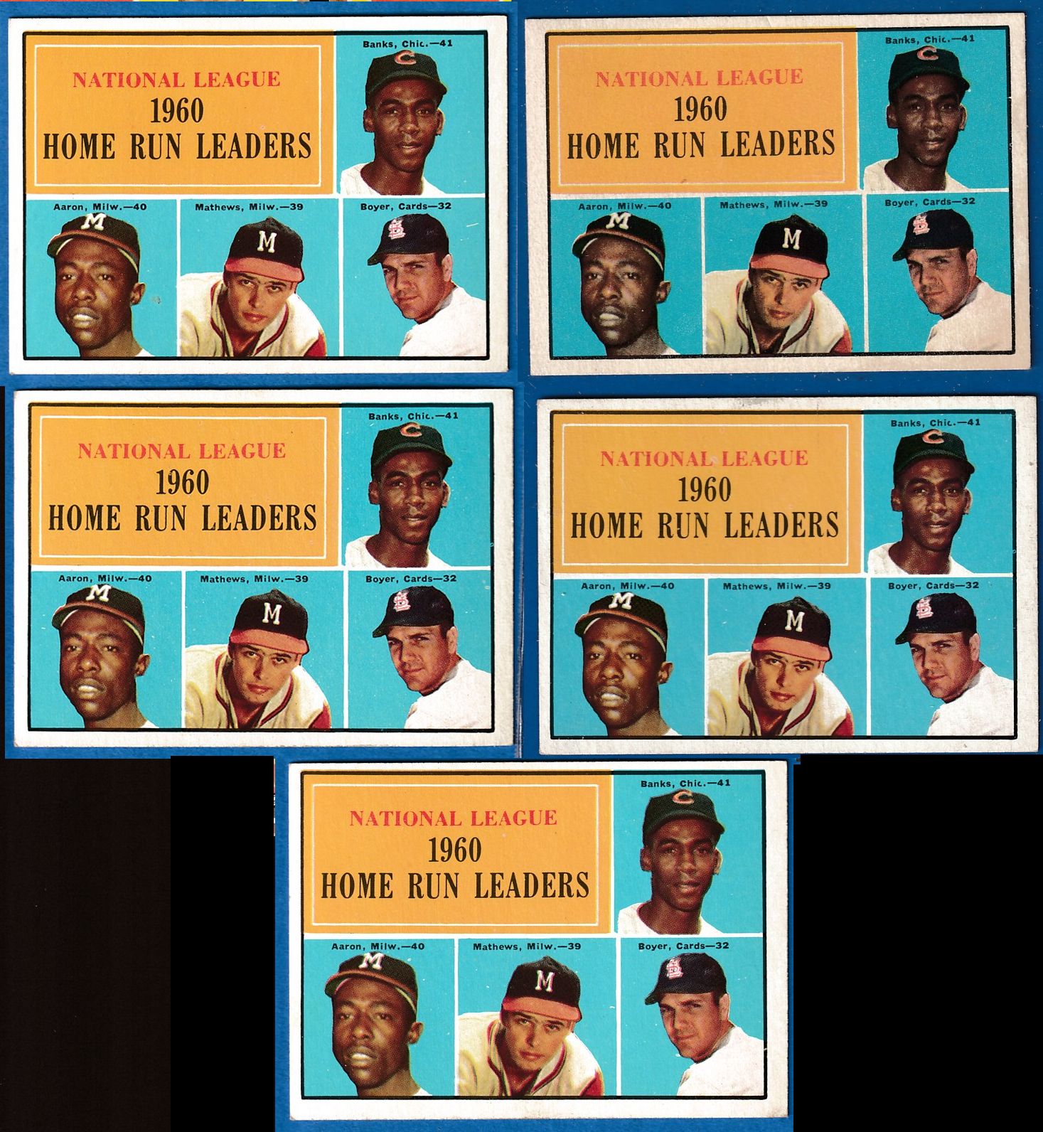 1961 Topps # 43 N.L. Home Run Leaders (w/Hank Aaron/Ernie Banks) Baseball cards value