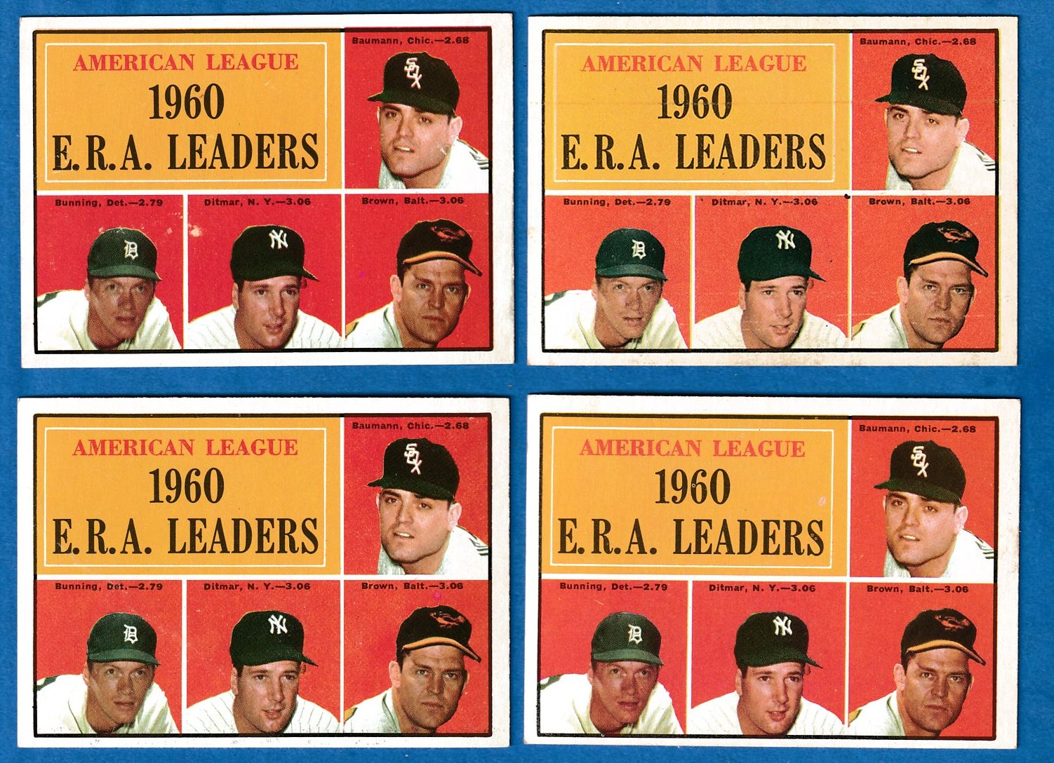 1961 Topps # 46 A.L. ERA Leaders (Jim Bunning/Art Ditmar) Baseball cards value