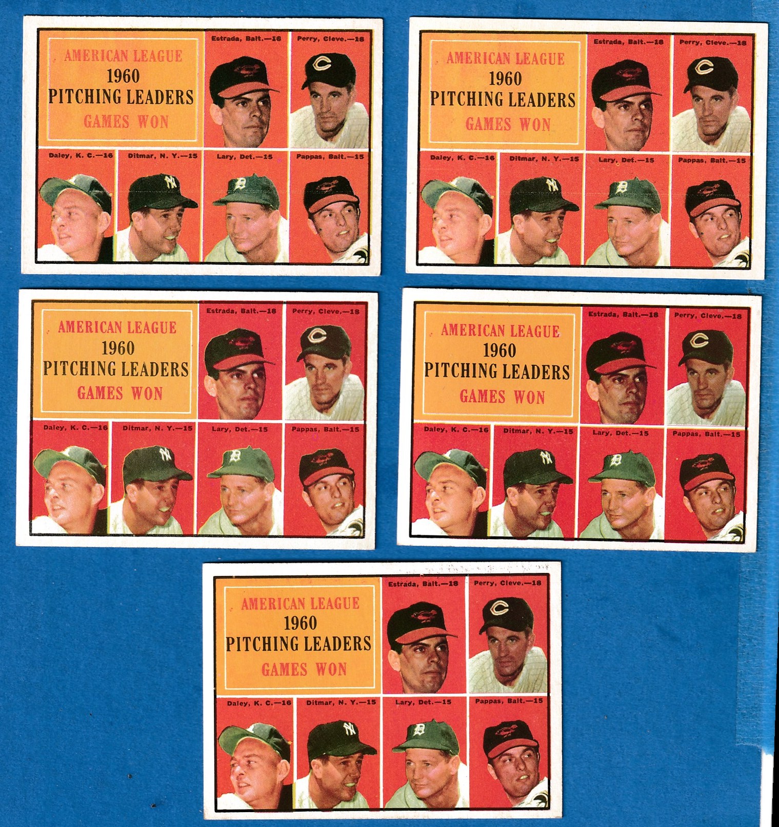 1961 Topps # 48 A.L. Pitching Leaders (Milt Pappas,Frank Lary,Jim Perry) Baseball cards value