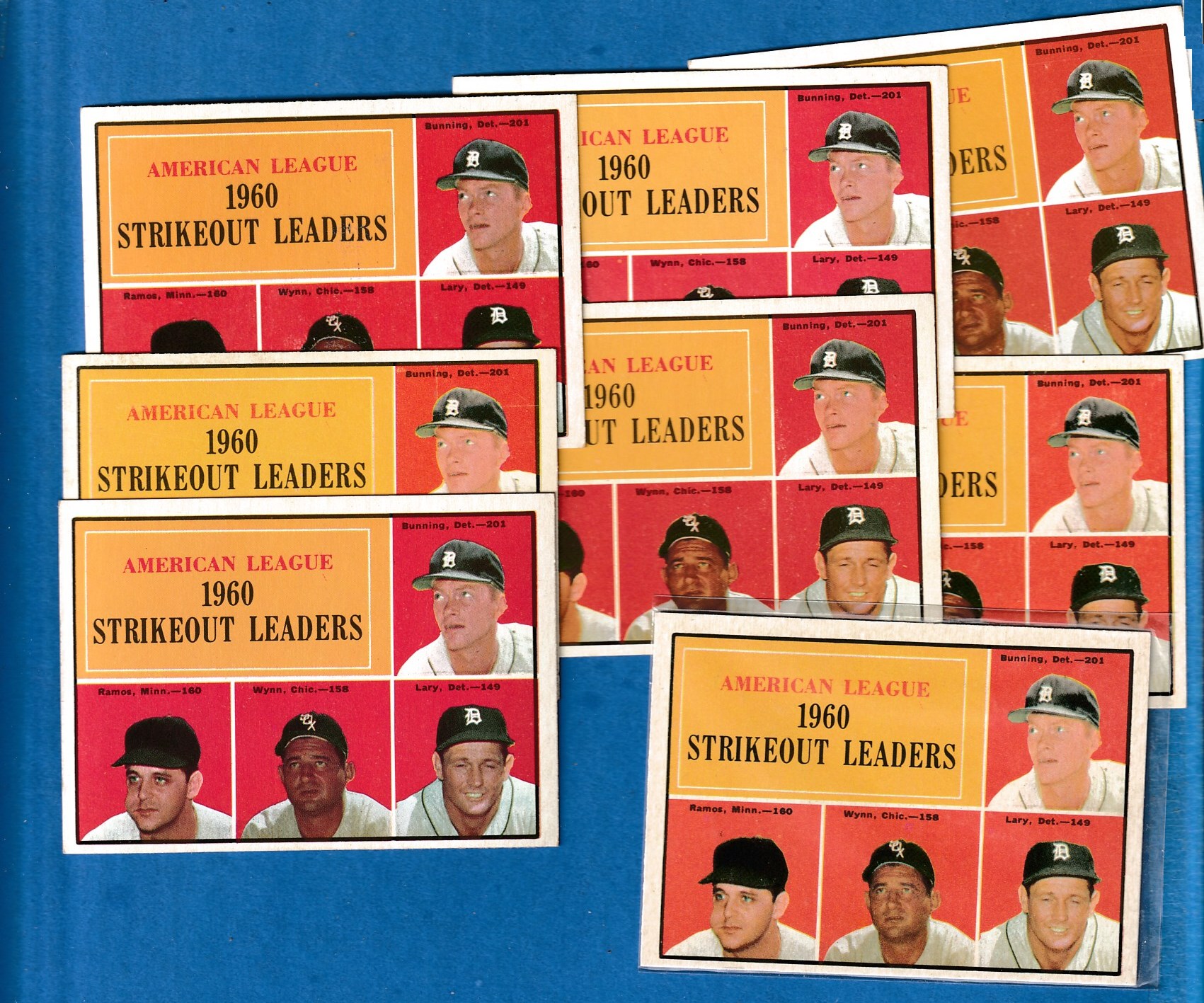 1961 Topps # 50 A.L. Strikeout Leaders (Jim Bunning/Pedro Ramos) Baseball cards value