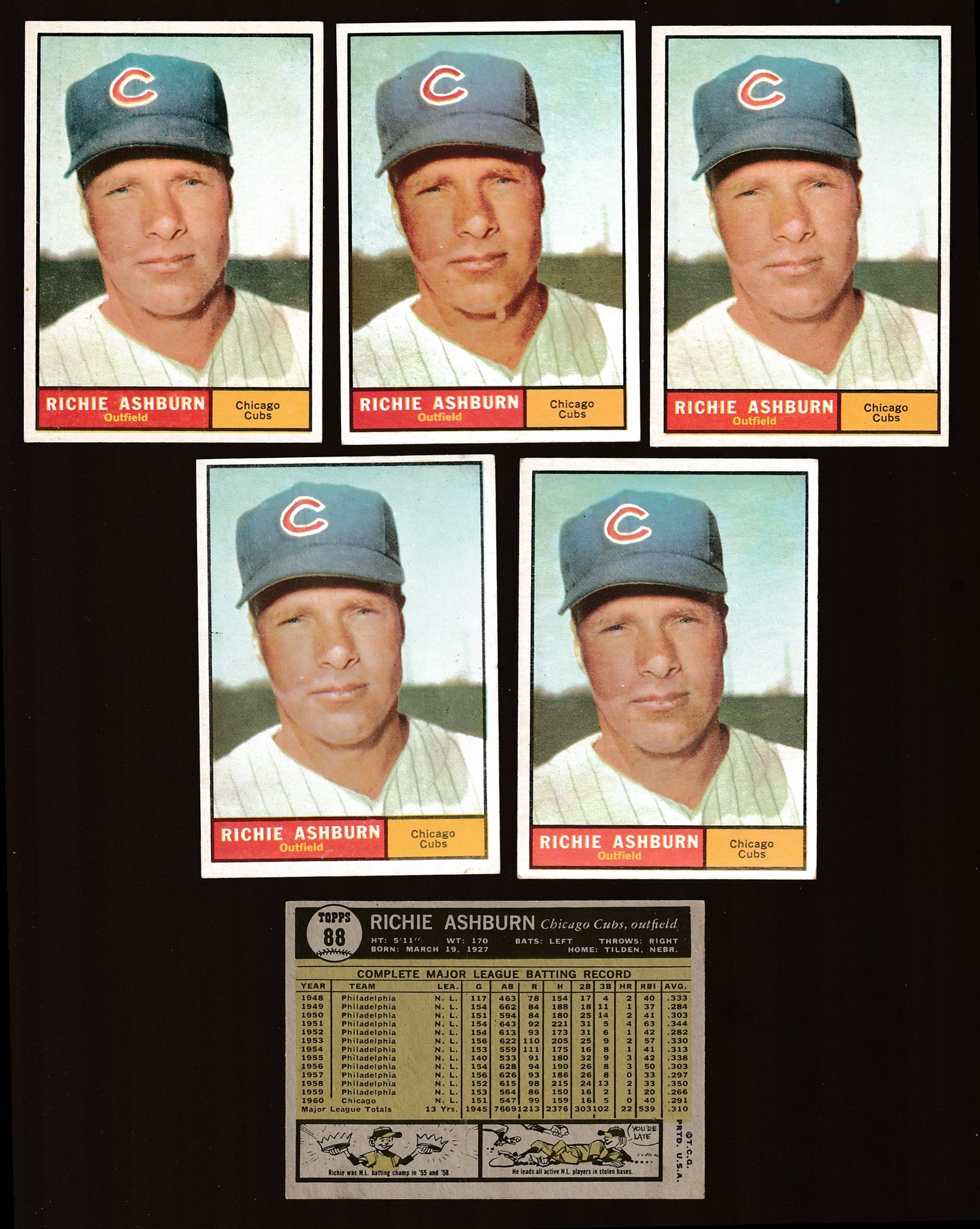 1961 Topps # 88 Richie Ashburn [#] (Cubs) Baseball cards value
