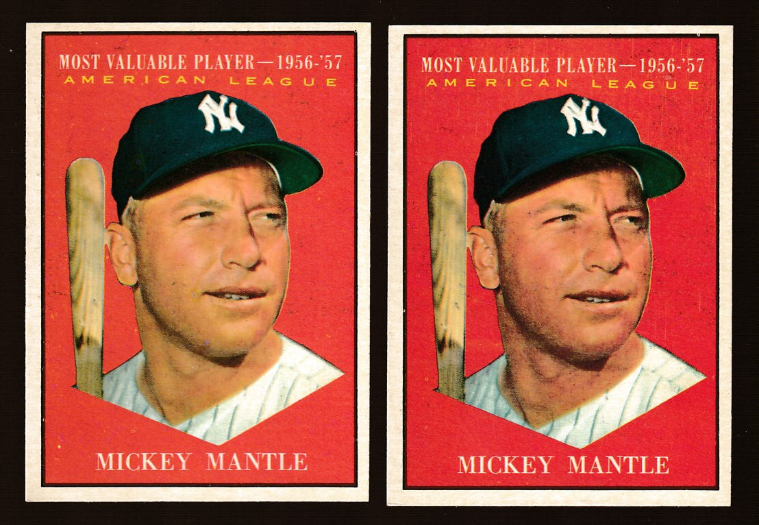 1961 Topps #475 Mickey Mantle MVP (Yankees) Baseball cards value