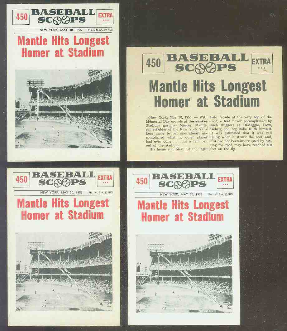 1961 Nu-Card Scoops #450 Mickey Mantle 'Hits Longest HR...' (Yankees) Baseball cards value