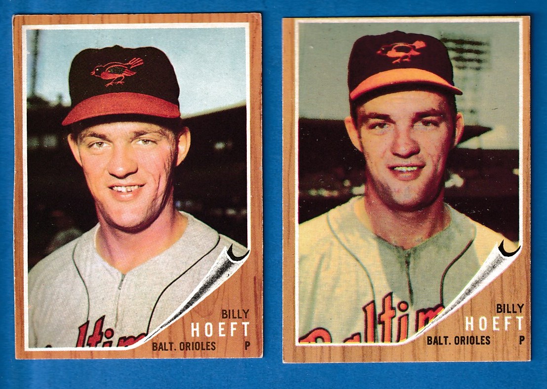 1962 Topps #134BA Billy Hoeft COMBO w/BOTH VARIATIONS !!! (Dodgers) Baseball cards value