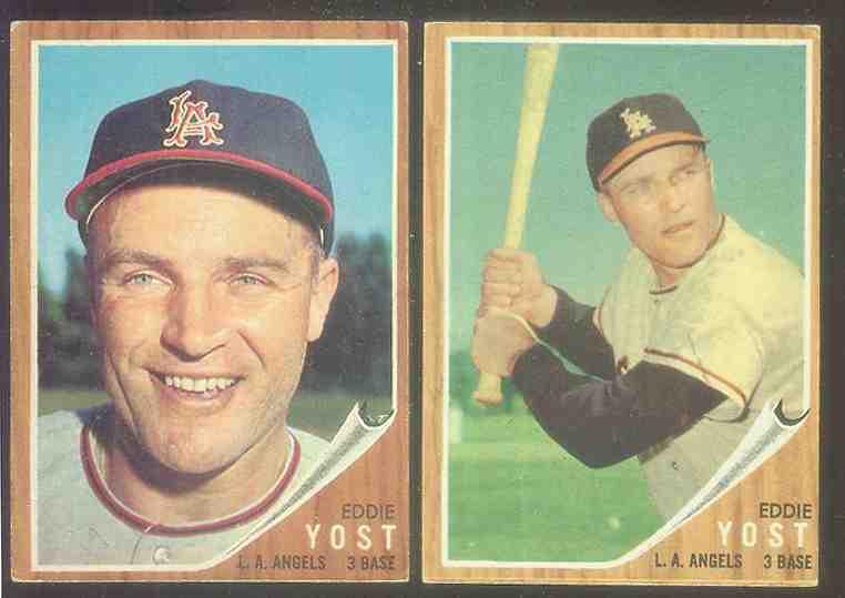 1962 Topps #176B Eddie Yost  [VAR:Batting Green Tint] (Angels) Baseball cards value