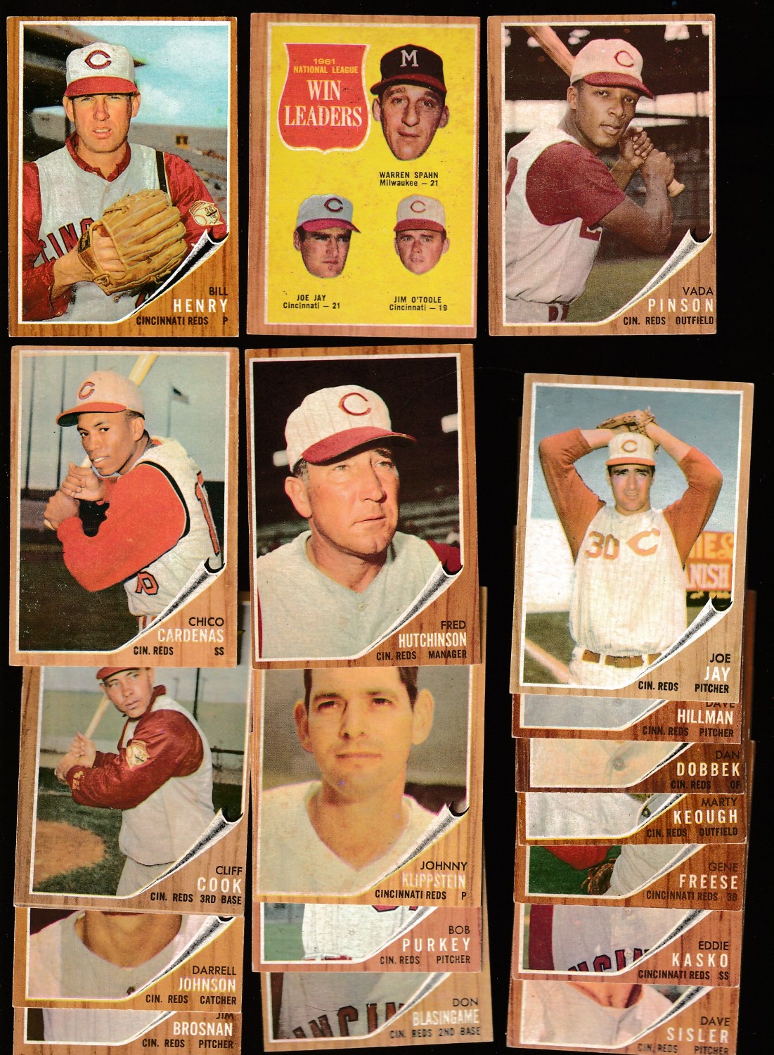 1962 Topps  - REDS Starter Team Set/Lot - (18) different Baseball cards value