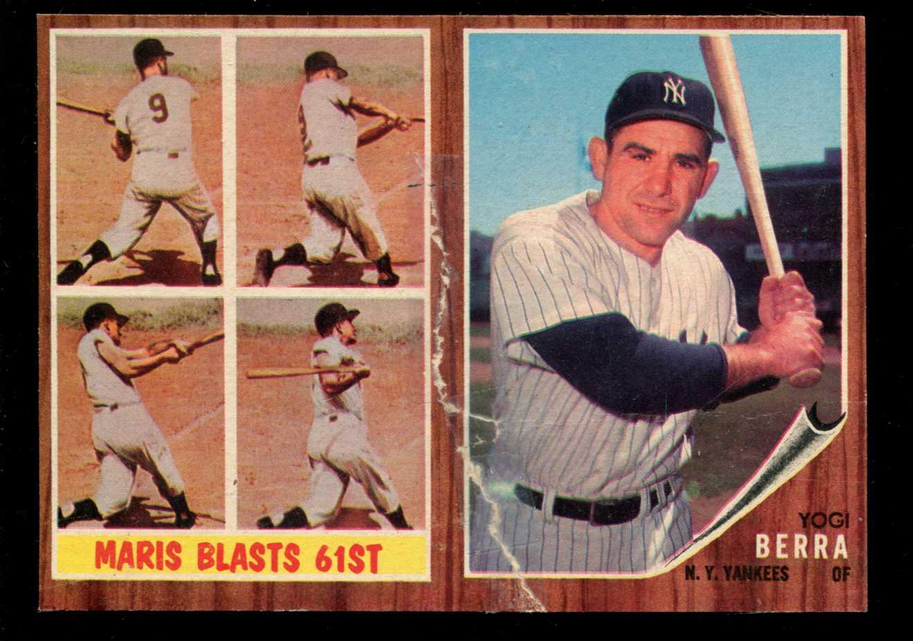 1962 Topps  [p] 2-Card PANEL  - ROGER MARIS / YOGI BERRA (2 great Yankees) Baseball cards value