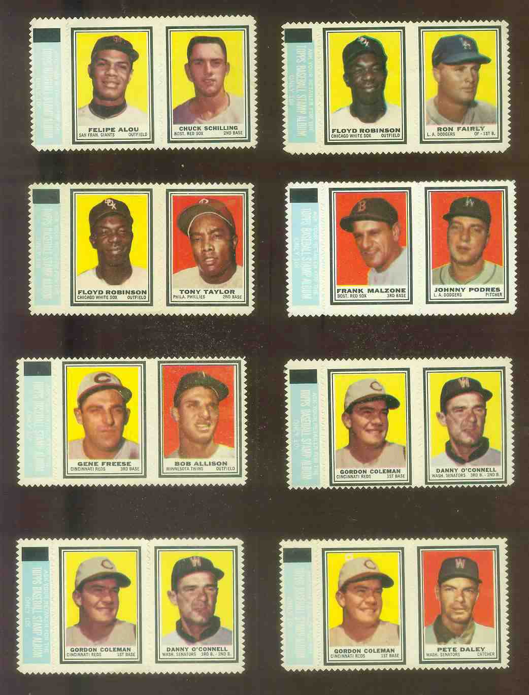   Gordon Coleman/Danny O'Connell - 1962 Topps STAMP PANEL with TAB !!! Baseball cards value
