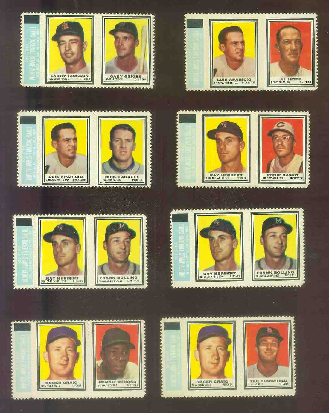   Larry Jackson/Gary Geiger - 1962 Topps STAMP PANEL with TAB !!! Baseball cards value