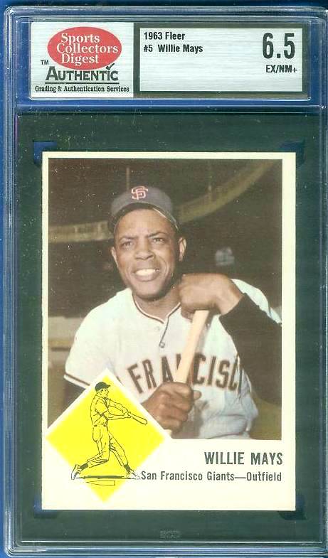1963 Fleer # 5 Willie Mays [#SCD] (Giants) Baseball cards value