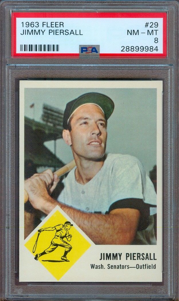 1963 Fleer #29 Jimmy Piersall [#PSA] (Senators) Baseball cards value
